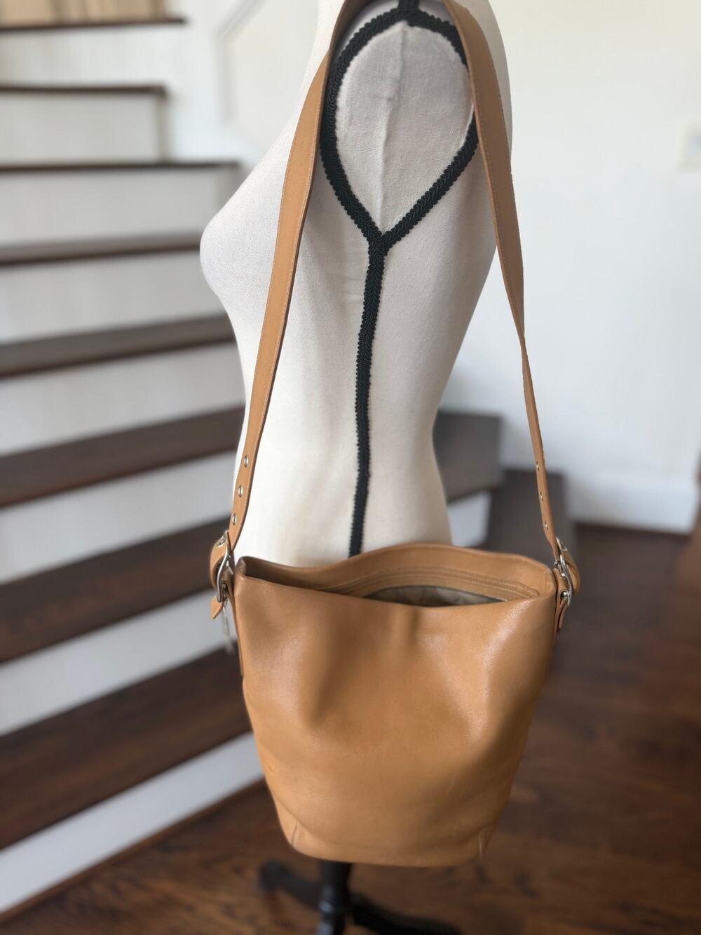 Coach Legacy Soho Tan Leather Bucket Hobo Crossbody Bag (Markings)
